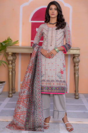 MTF - GARDENIA | Heavy Embroidered Digital Printed 3Pc Unstitched Suit KC- 860