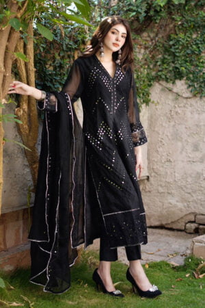 Siyaah – Embroidered Chiffon Unstitched 3Pc Suit
