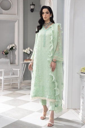 Mint Green - Embroidered Chiffon Unstitched 3Pc Suit
